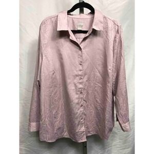 Chicos Paisley Button Down Long Sleeve Blouse Shirt Womens Size 16/18 Lavender